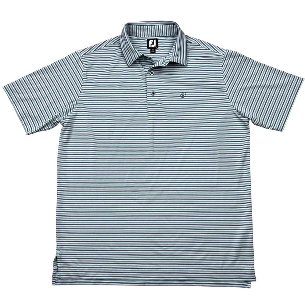 FootJoy‎ Shirt Mens Large Green Purple Striped Golf Performance Polo 28043 L